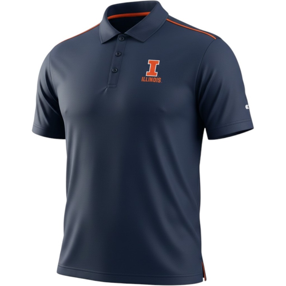 Colosseum Illinois Fighting Illini Mens Small Navy Blue Orange Polo DKPS10140